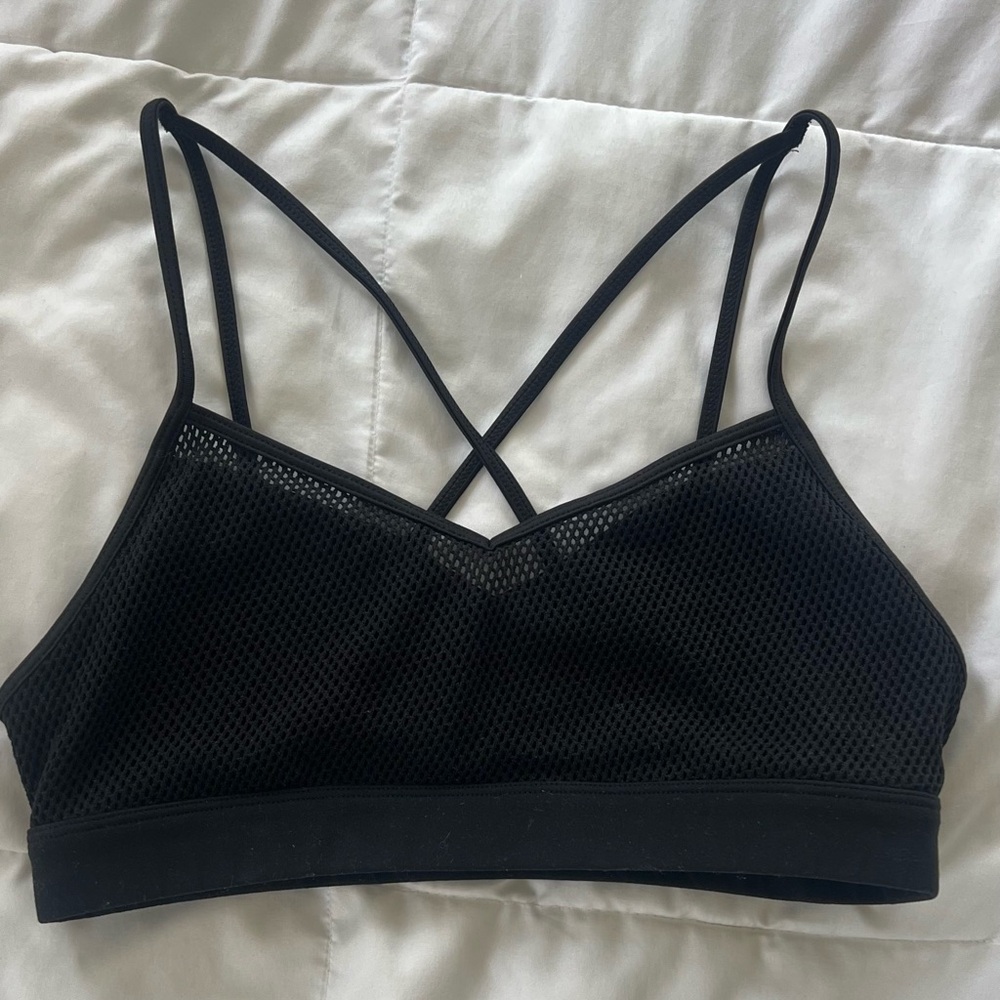 ALO Yoga Black Mesh Sports Bra
